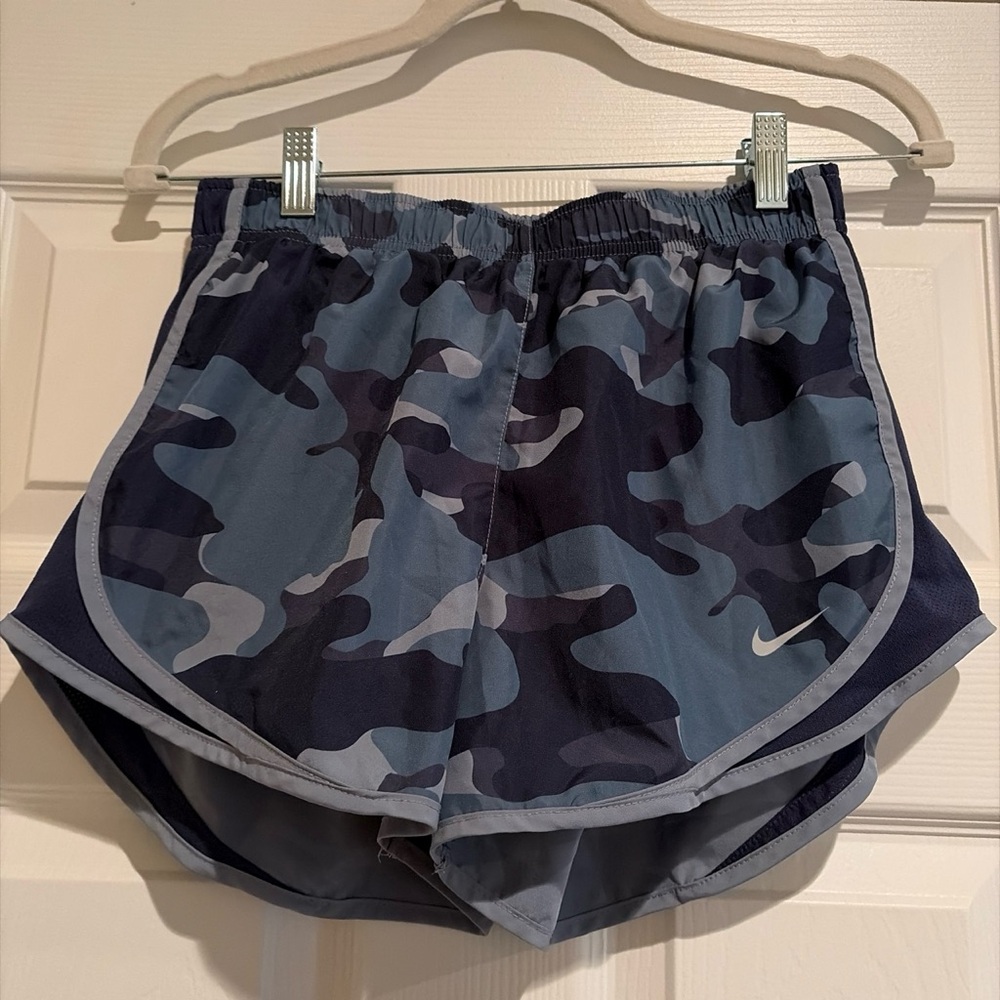 Nike Women's Blue Camo Athletic Shorts